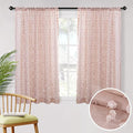 MYSKY HOME Pom Pom Pink Sheer Curtains for Bedroom Girls Room Dusty Rose Curtains 63 inch Length for Nursery Kids Light Filtering Boho Window Drapes, Rod Pocket, 52" Wide, 2 Panels