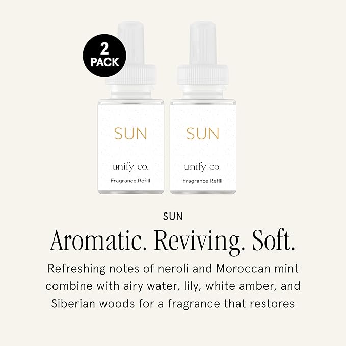 Pura & Unify Co. Home Scent Refill - Smart Home Air Diffuser - Up to 120-Hours of Luxury Fragrance per Refill - Spring & Summer Fragrance - 2 Pack, Sun