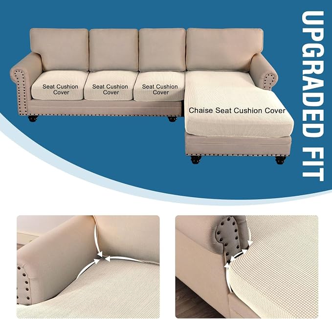 H.VERSAILTEX Sectional Couch Covers 4 Pieces Sofa Seat Cushion Covers L Shape - Image 4