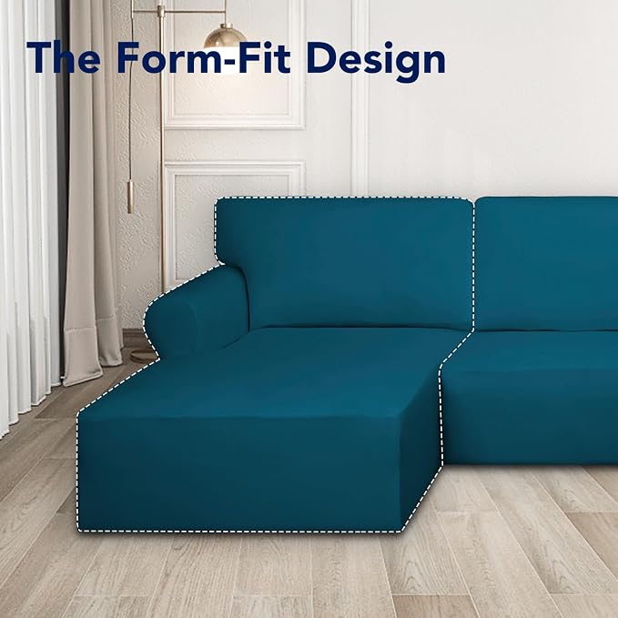 PureFit Stretch Sectional Couch Covers 2 pcs Non Slip L Shape Sofa Cover - Image 5
