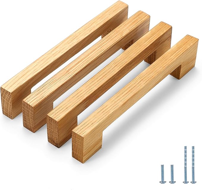 Burlywood Square 5 in 4 pcs Wooden Drawer Pulls Handle pulls for cabinets Kitchen Cabinet Drawer pulls Cabinet Door Pull