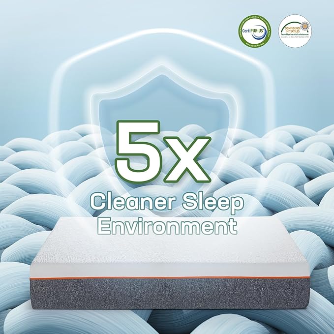 Marsail 8 Inch Queen Size Mattress, Cooling Gel Memory Foam, Fiberglass Free Breathable Cooling Bed Queen Mattress, Medium-Firm in A Box