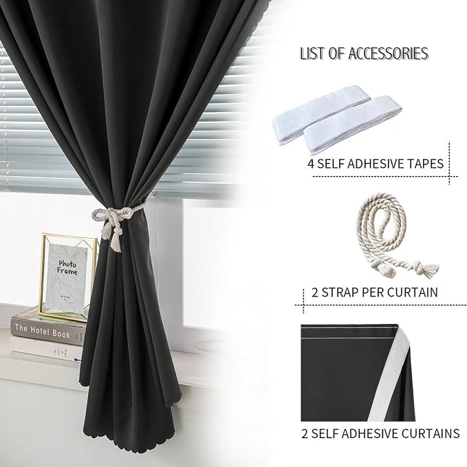 Portable Light Blocking Curtains Self-Stick Design, Removable Adhesive Window - Image 2