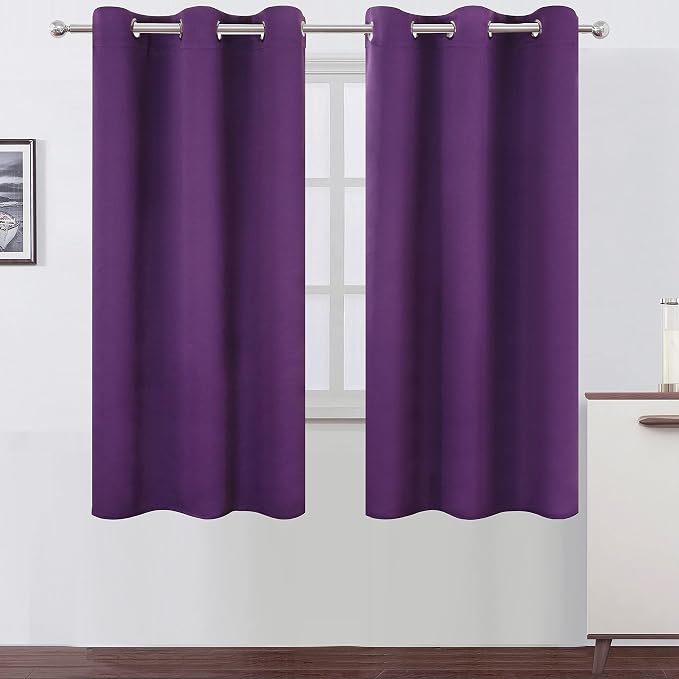 Purple Blackout Curtains/42 x 63 Inch/Set of Two Panels Grommet Bedroom Curtains by Lemomo