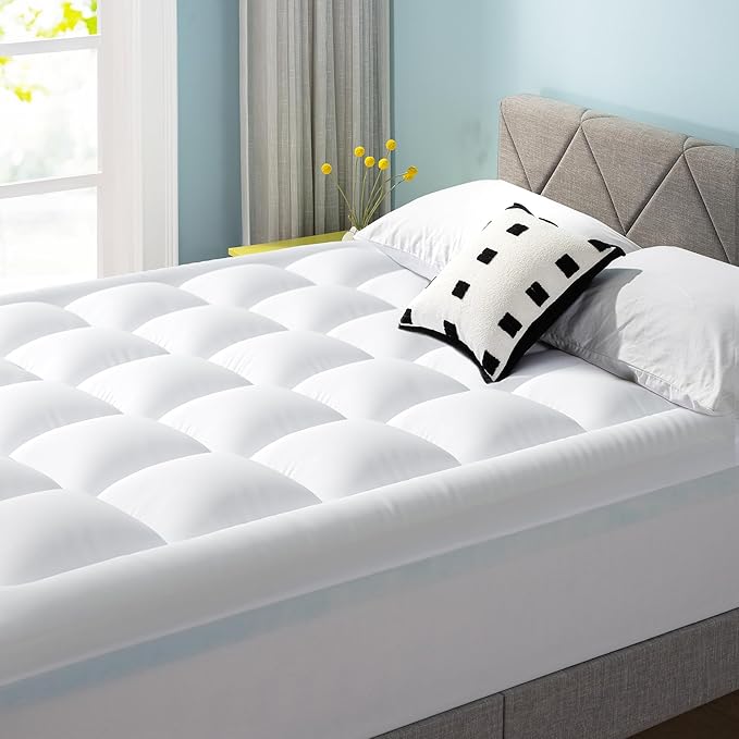 Best Price Mattress 4 Inch Pillowtop Mattress Topper and Pad Combo, 2 Inch Egg Crate Foam Mattress Topper, 2 Inch Plush Mattress Pad, Certified Safe Foam and Fabric, Dorm Essentials, Queen