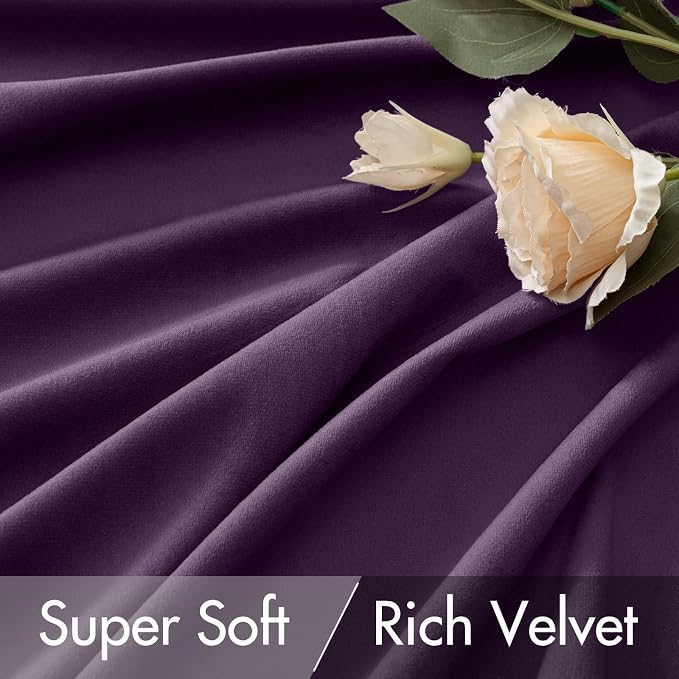 MIULEE Purple Velvet Curtains 52x84 inches Luxury Blackout Curtains | Thermal - Image 4