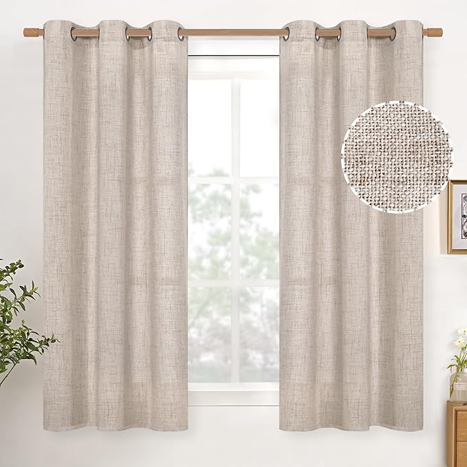 YoungsTex Linen Semi Sheer Curtains 54 Inch Length 2 Panels by YoungsTex