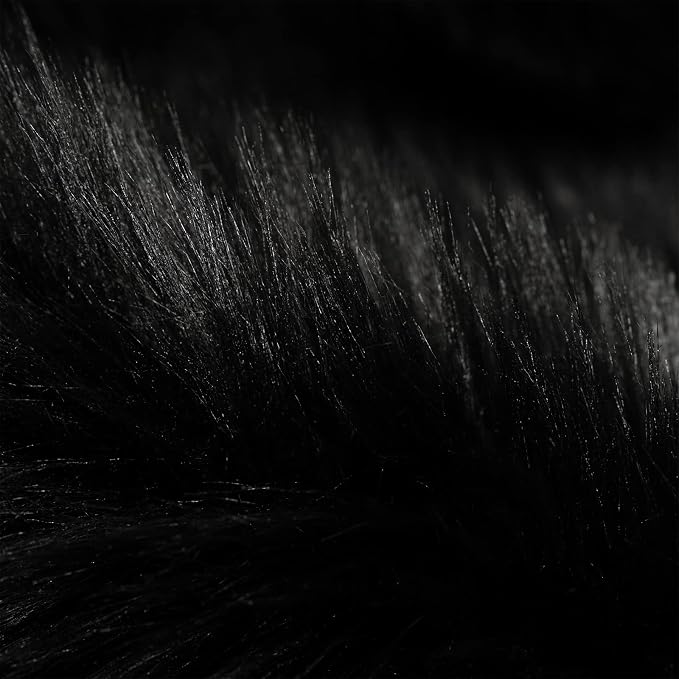 SERISSA 4x6 Fluffy Black Faux Fur Area Rug - Image 5