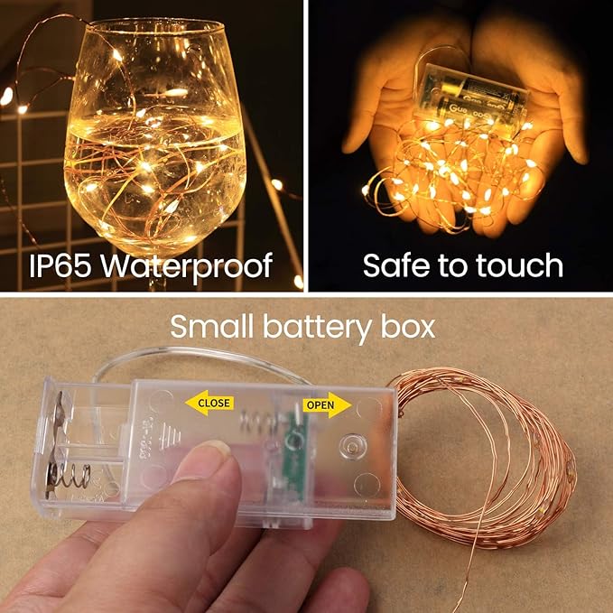 innotree 6 Pack LED Fairy String Lights Battery Operated with Timer, 10Ft 30LEDs Battery Powered Copper Wire Mini Firefly Twinkle Lights for Bedroom, Christmas, Wedding, Party Decoration, Warm White