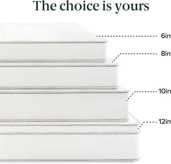 ZINUS 12 Inch Foam and Spring Hybrid Mattress [New Version], Queen, Fiberglass Free, Medium Firmness, Durable Support, Certified Safe Foams & Fabric, Mattress in A Box