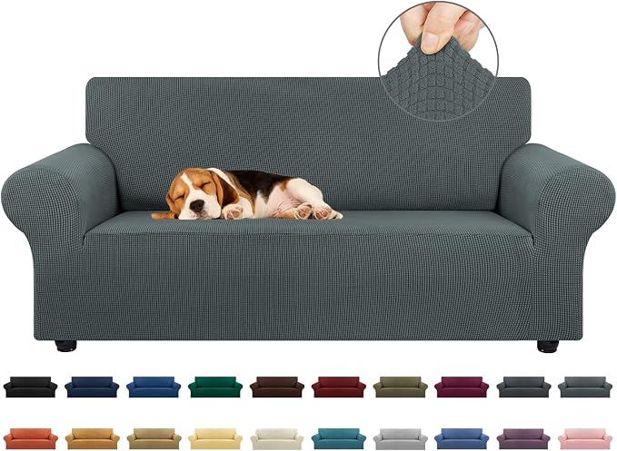 Stretch Loveseat Couch Cover, 2 Cushion Couch Slipcover, Elastic Bottom by KEKUOU
