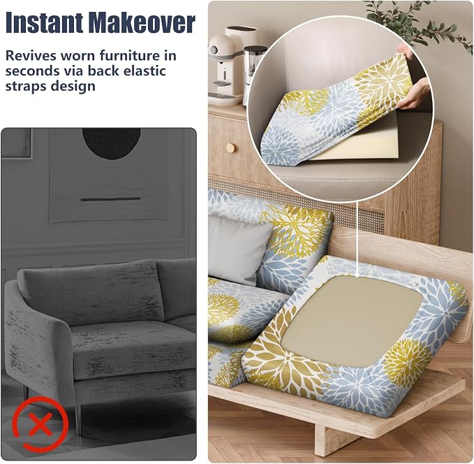 8Pcs Outdoor Cushion Covers, Stretch Patio Furniture Couch Chair Slipcovers | - Image 5