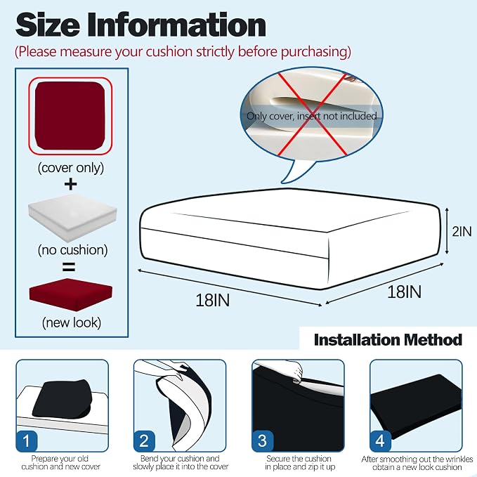 Sqodok Outdoor Cushion Covers 18x18 inch, Wicker Chair - Image 2