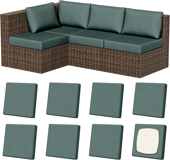 8Pcs Outdoor Cushion Covers, Stretch Patio Furniture Couch Chair Slipcovers | by VORSHAPE