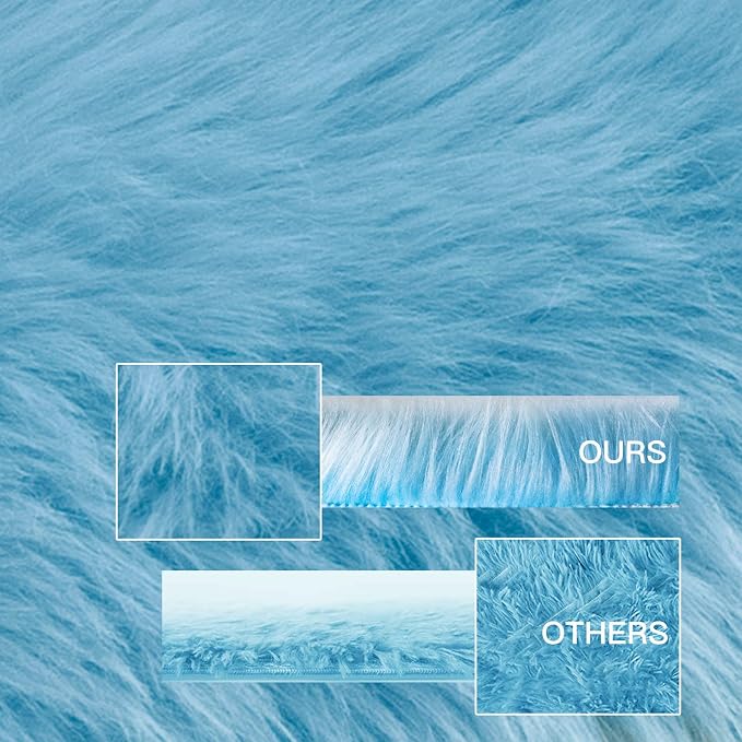 SERISSA 2x6 Fluffy Sky Blue Faux Fur Area Rug - Image 3