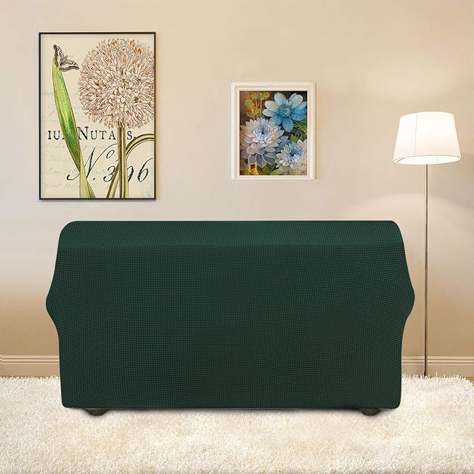 Easy-Going Stretch Loveseat Couch Covers Washable Dark Green | 1-Piece Loveseat - Image 4