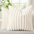 decorUhome Fall Faux Fur Throw Pillow Covers 16x16 Set of 2 Cream White | by decorUhome