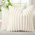 decorUhome Fall Faux Fur Throw Pillow Covers 26x26 Set of 2 Cream White | by decorUhome