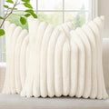 decorUhome Fall Faux Fur Throw Pillow Covers 18x18 Set of 2 Cream White | by decorUhome