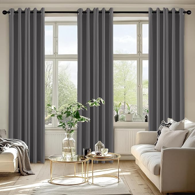 MIULEE Blackout Curtains for Bedroom 2 Panels 40 x 72 Inch Long Gray | Thermal - Image 6