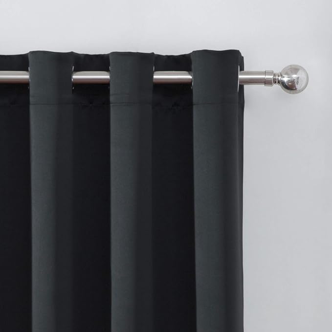 Black Blackout Curtains 52 x 63 Inch Length/Set of 2 Curtain Panels/Thermal - Image 6