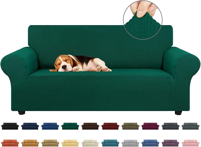 Stretch Loveseat Couch Cover, 2 Cushion Couch Slipcover, Hunter | 1-Piece by KEKUOU