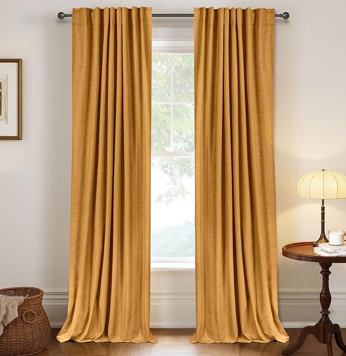 Faux Linen Total Blackout Curtains by 100BlackoutShield