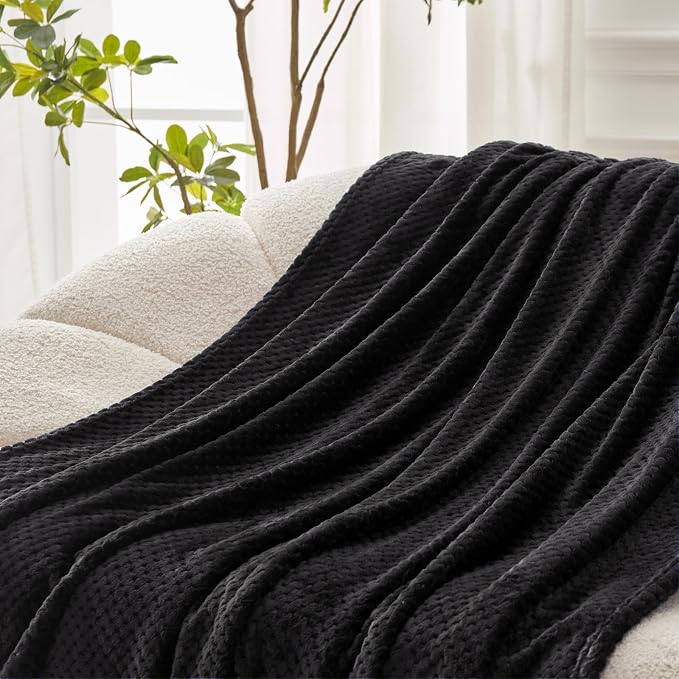 Exclusivo Mezcla Soft Waffle Fleece Bed Blanket Twin Size, Cozy Fluffy Design - Image 5