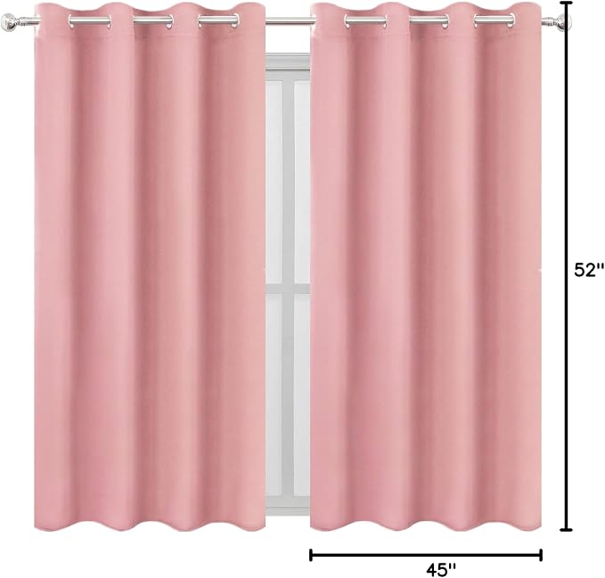 Pink Blackout Curtains/52 x 45 Inch Length Kids Curtains/Set of 2 Panels - Image 10