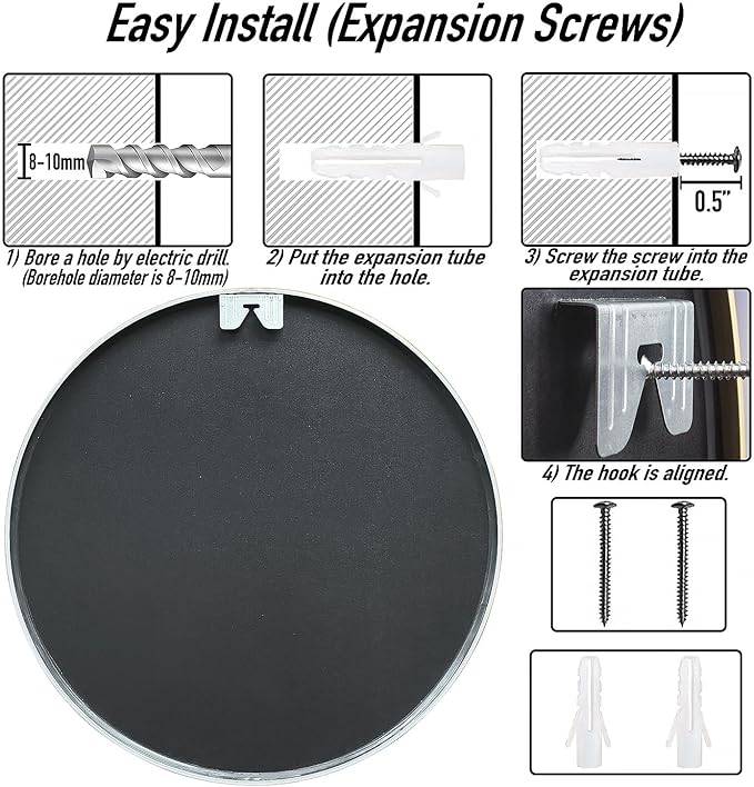 24" Round Mirror Circle Wall Mounted Hanging or Against Wall Metal Frame Dressing Make-up Mirrors for Entryway Bedroom Bathroom Living Room 24 inch Silver
