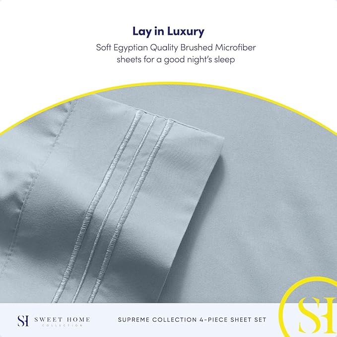 California King Sheet Sets - Breathable Luxury Sheets with Full Elastic & Secure Corner Straps Built In - 1800 Supreme Collection Deep Pocket Bedding Set, Sheet Set, California King, Misty Blue