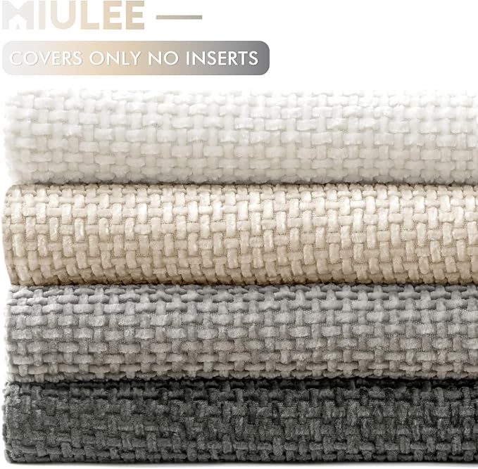 MIULEE Soft Decorative Chenille Pillow Covers Gray 20x20 Pack of 4 | Minimalist - Image 6