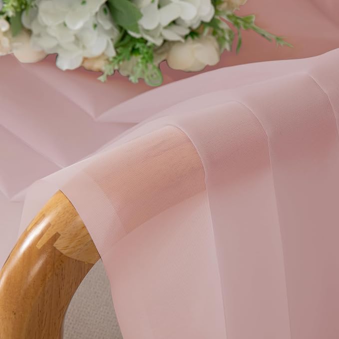 Simplebrand Blush Sheer Curtains 84 Inches Long, Light Filtering Rod Pocket - Image 6