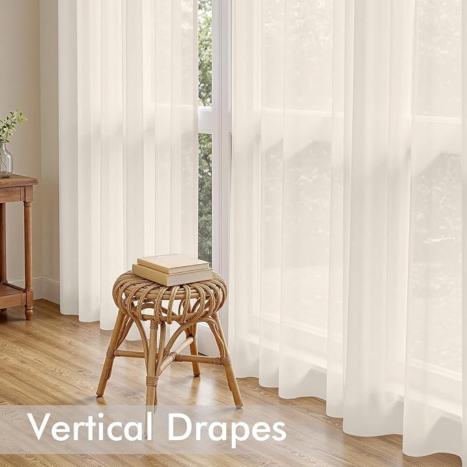 MIULEE Light Beige Sheer Curtains 84 Inches Long 4 Panels 42 x 84 Inches | - Image 5