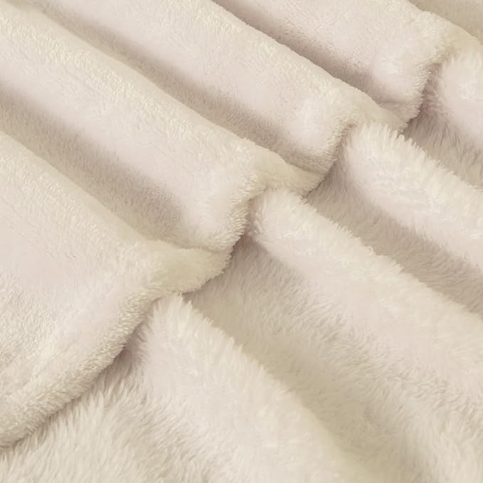 BEDELITE Fleece Blanket Soft Plush King Size Bed Blanket Beige 108"x90" | Ultra - Image 7