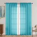 Turquoise Sheer Curtains 72 Inches Long 2 Panels Set, Light Filtering Sheer by OVZME