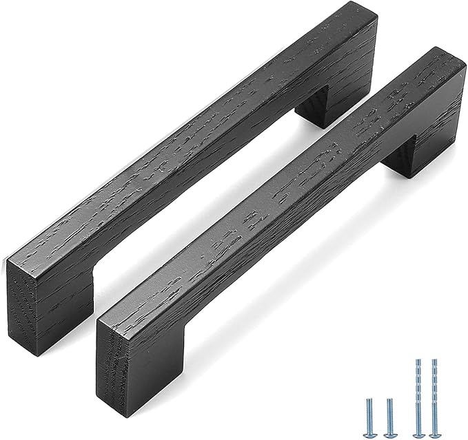 Black Square 5 in 8 pcs Wooden Drawer Pulls Handle pulls for cabinets Kitchen Cabinet Drawer pulls Cabinet Door Pull