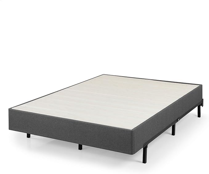 ZINUS Upholstered Metal and Wood Box Spring, 9 Inch Mattress Foundation, Easy Assembly, Fabric Paneled Design, Queen