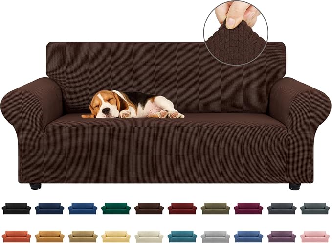 Stretch Loveseat Couch Cover, 2 Cushion Couch Slipcover, Chocolate | 1-Piece by KEKUOU