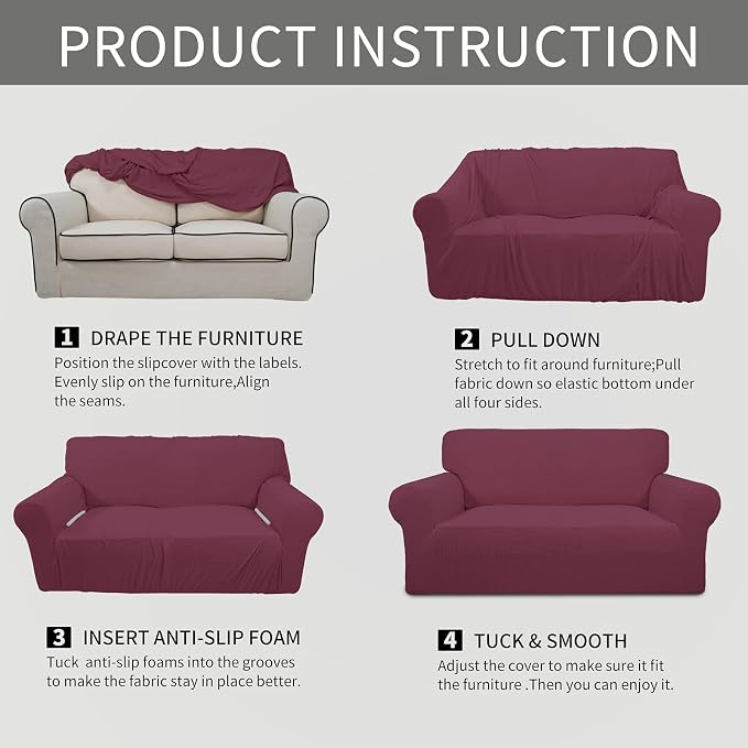 Easy-Going Stretch Oversized Sofa Couch Slipcover Washable ASH Rose | 1-Piece - Image 8