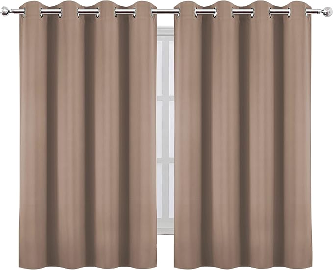 Cappuccino Blackout Curtains/52 x 45 Inch Length Set of 2 Panels Grommet Short - Image 2