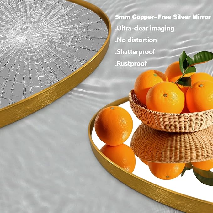Niccy Round Led Mirror for Bathroom, 28" Backlit Mirror for Wall Circle Lighted Mirror with Gold Frame Anti-Fog, 3 Colors, HD Glass and IP65 Waterproof