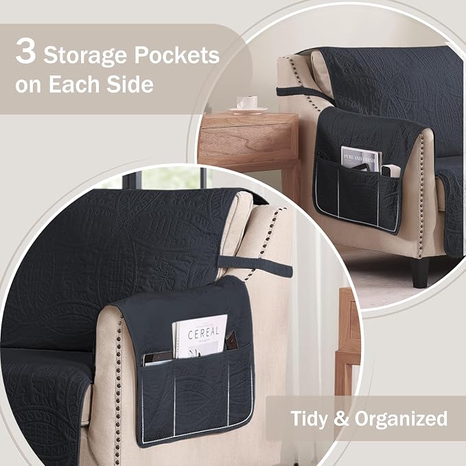 Water Repellent Loveseat Cover for 2 Cushion Couch, Machine Washable Love Seat - Image 4