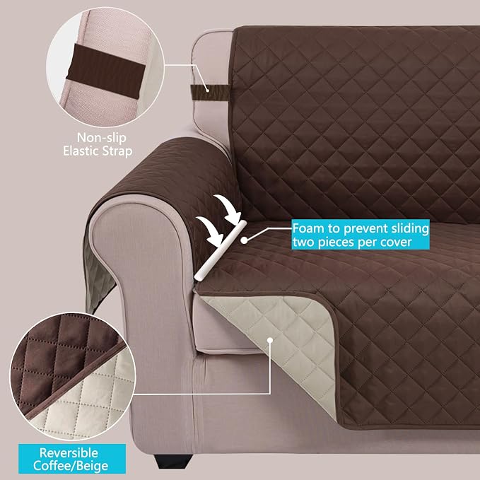 U-NICE HOME Reversible 23''Recliner Small Chair Cover, Coffee/Beige | Recliner - Image 3