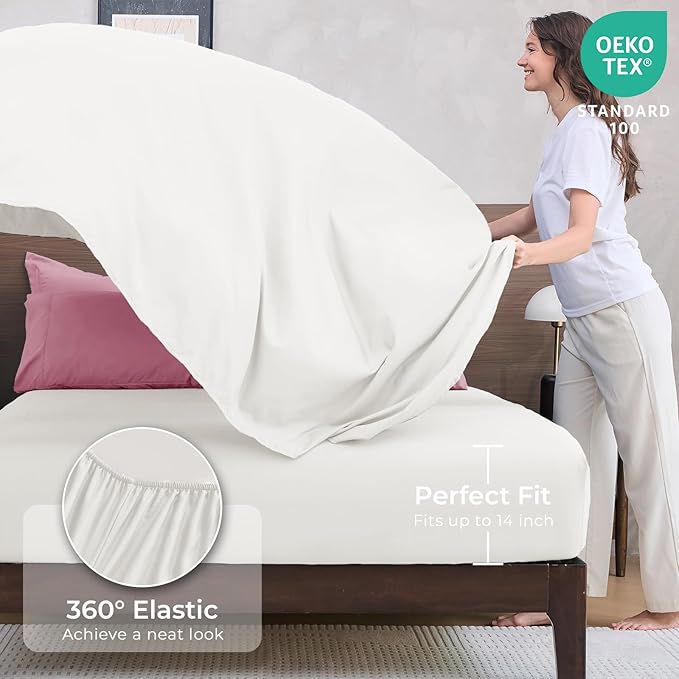 HEVUMYI Twin Comforter Set - 5-Piece All Season Bed in a Bag Twin, Ultra Soft Bedding Set with Comforter, Flat Sheet, Fitted Sheet, Pillowcases, Pillow Shams, Pink & Ivory