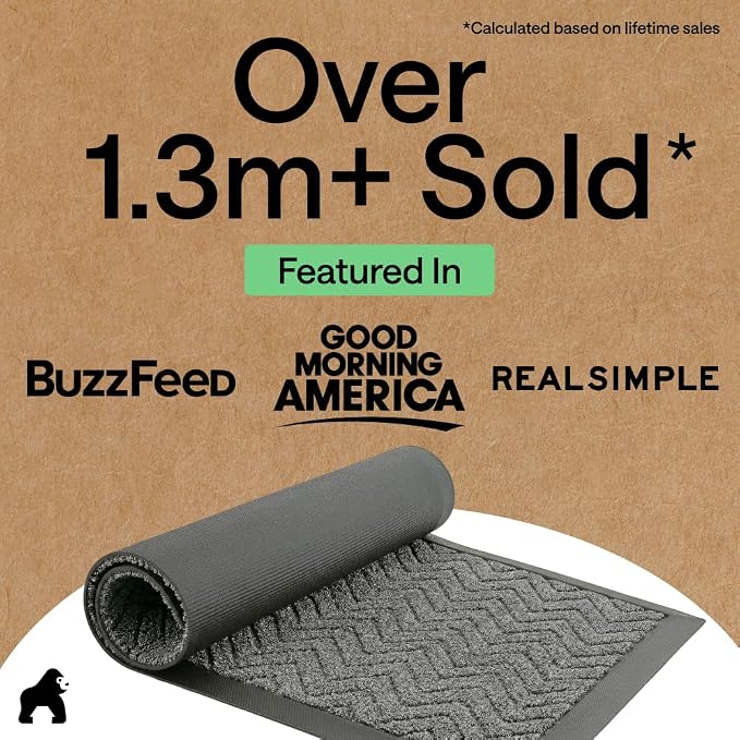 GORILLA GRIP 100% Waterproof All-Season WeatherMAX Doormat 35x23, US Designed - Image 4