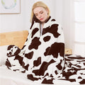 Richave Fleece Cow Print Blanket for All Season - Premium Lightweight Anti-Static Brown and Ivory Queen/Full Size Blankets, Bedroom Decor 90" x 90"(Brown Cow)
