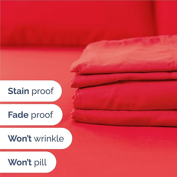 Full 6 Piece Sheet Set - Comfy Breathable & Cooling - Ultra Soft Hotel Luxury Bedding Set with 8-16 Inch Deep Pockets - 1 Flat & 1 Fitted Sheet & 4 Pillowcases - Cozy, Wrinkle Free & Easy Care - Red