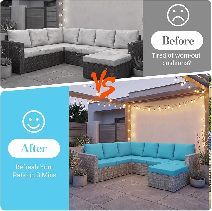 14Pcs Patio Cushion Covers Stretch Outdoor Furniture Protector Slipcovers | - Image 5
