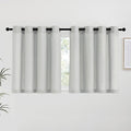 NICETOWN Gray Linen Kitchen Curtains 36 inch Length, Decorative Thick Flax by NICETOWN